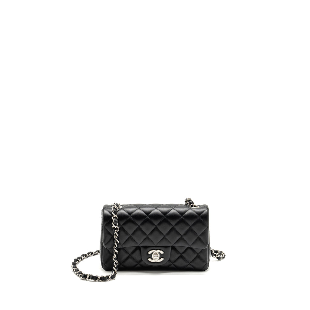 Chanel Mini Rectangular Flap Bag Lambskin Black SHW(microchip)
