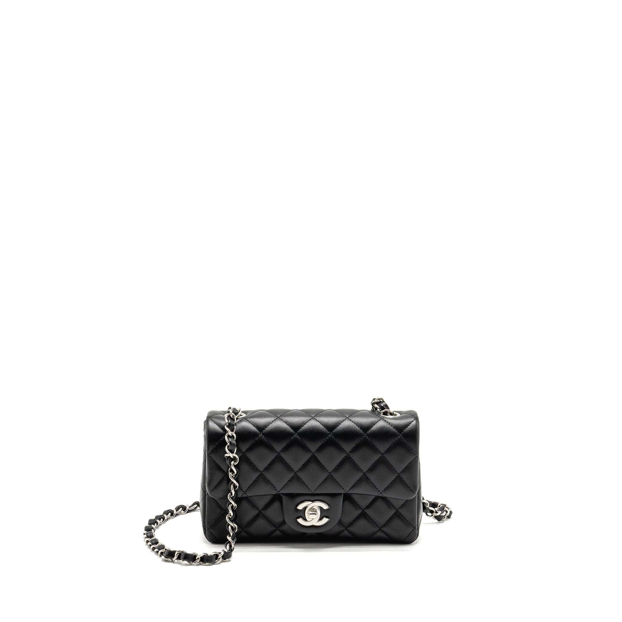 Chanel Mini Rectangular Flap Bag Lambskin Black SHW(microchip)