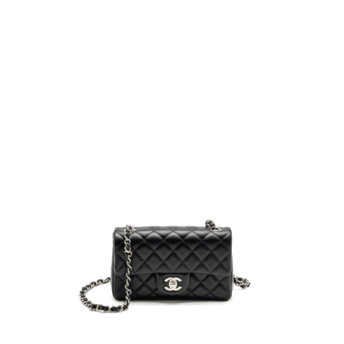 Chanel Mini Rectangular Flap Bag Lambskin Black SHW(microchip)
