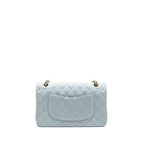 Chanel Medium Classic double flap bag caviar light blue LGHW (microchip)