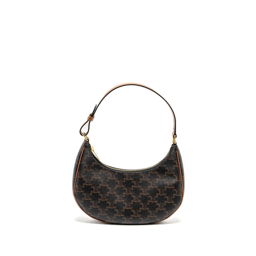 CELINE AVA Bag Triomphe Canvas / Calfskin Tan