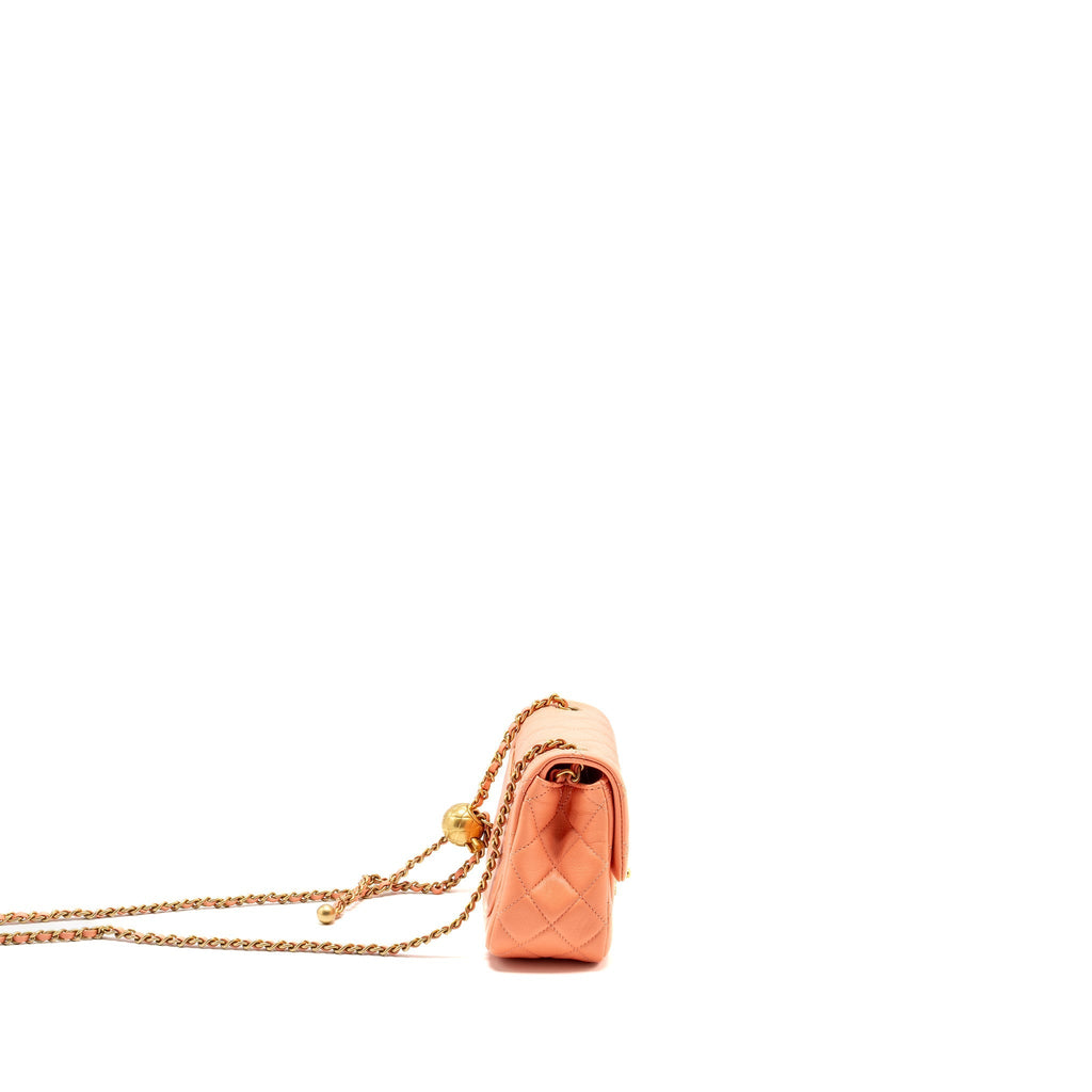 Chanel Pearl Crush Mini Square Lambskin Coral GHW (Microchip)