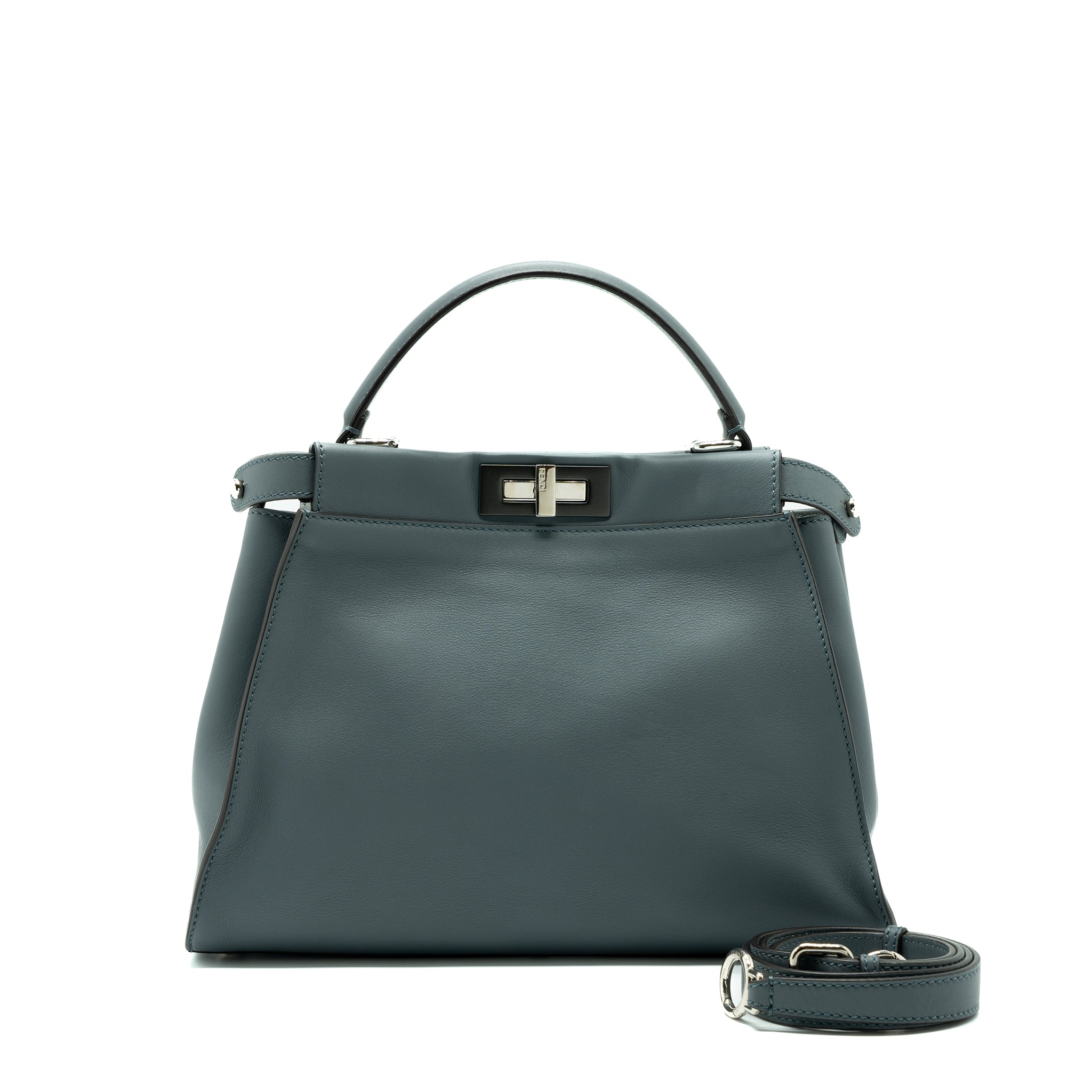 Fendi medium peekaboo leather light blue SHW