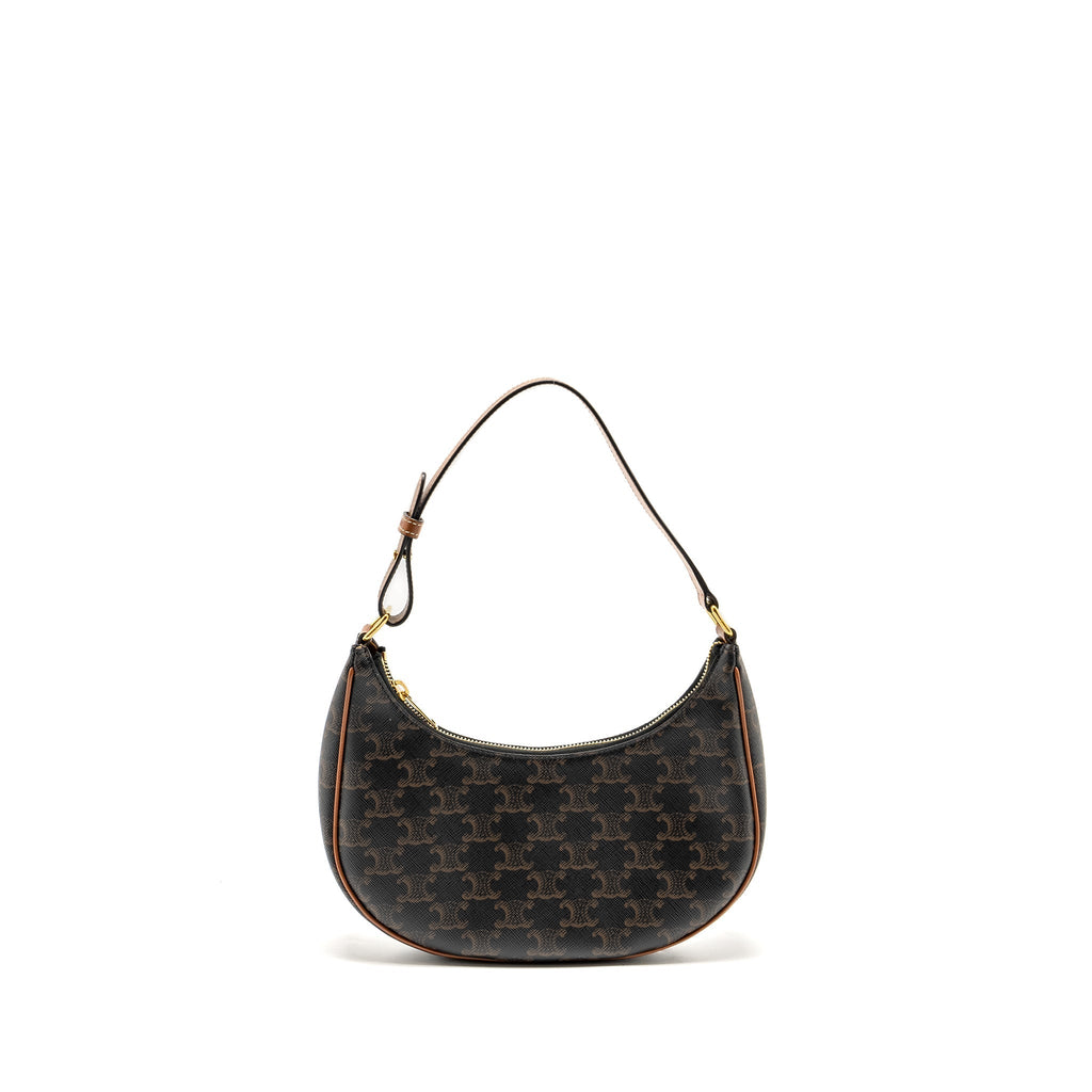CELINE AVA Bag Triomphe Canvas / Calfskin Brown