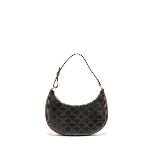 CELINE AVA Bag Triomphe Canvas / Calfskin Brown