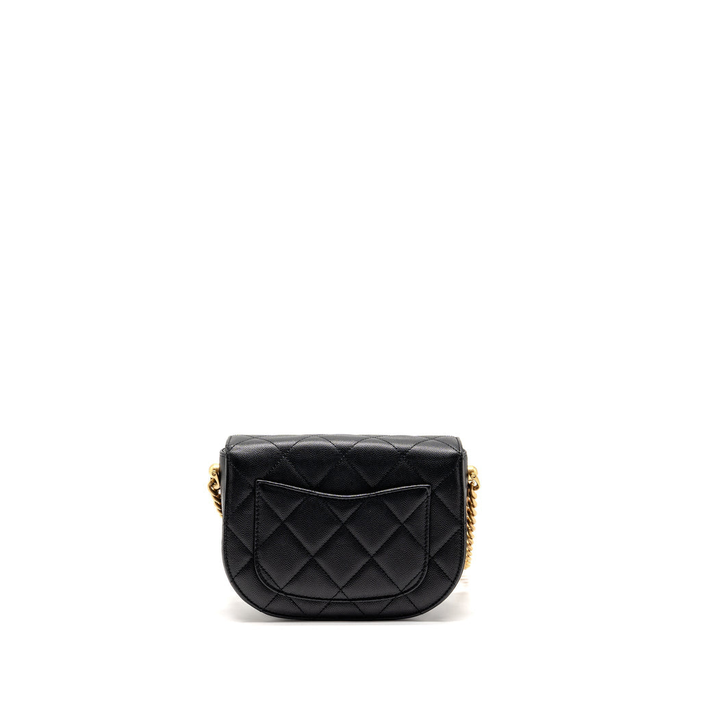 Chanel 22b Round Messenger bag Caviar Black GHW (microchip)