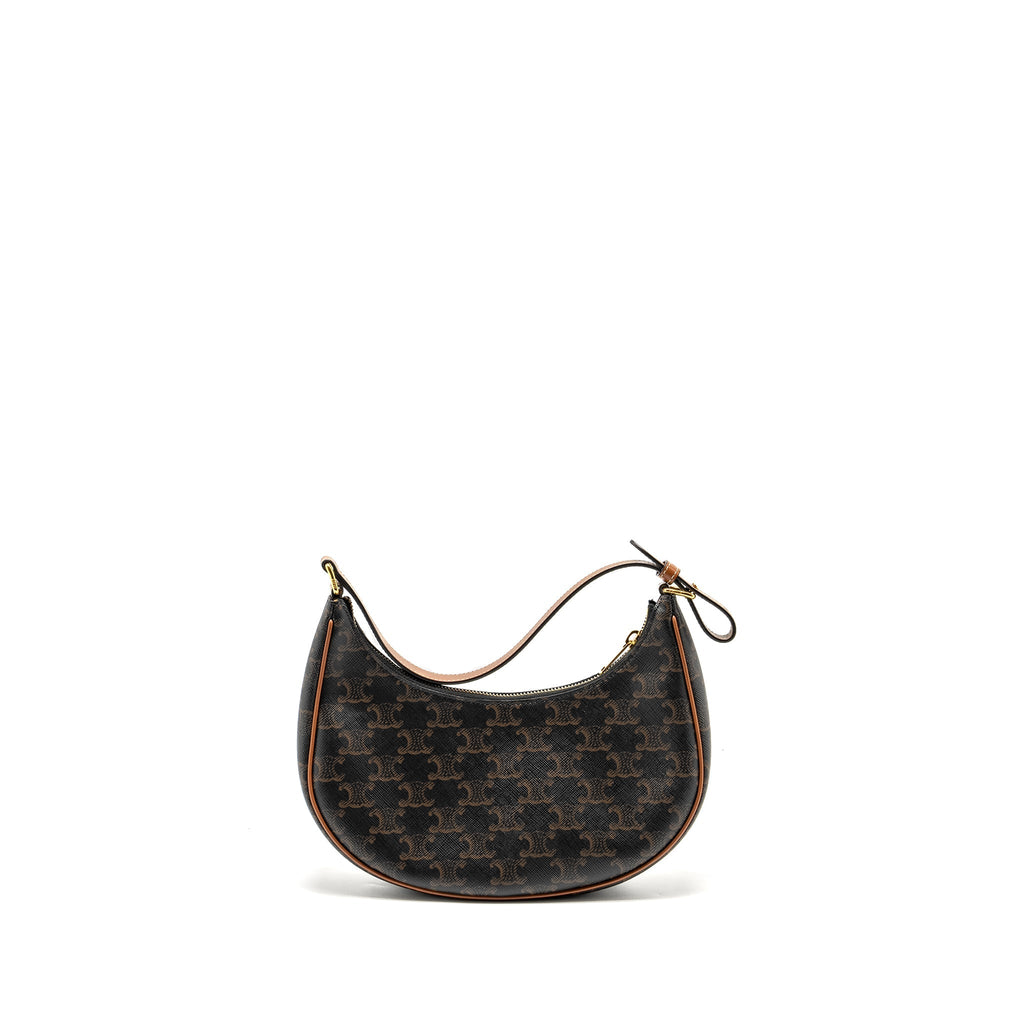 CELINE AVA Bag Triomphe Canvas / Calfskin Brown