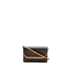 Celine Wallet On Strap Triomphe Canvas /Smooth Lambskin Tan