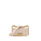 Chanel small boy bag lambskin cream white GHW