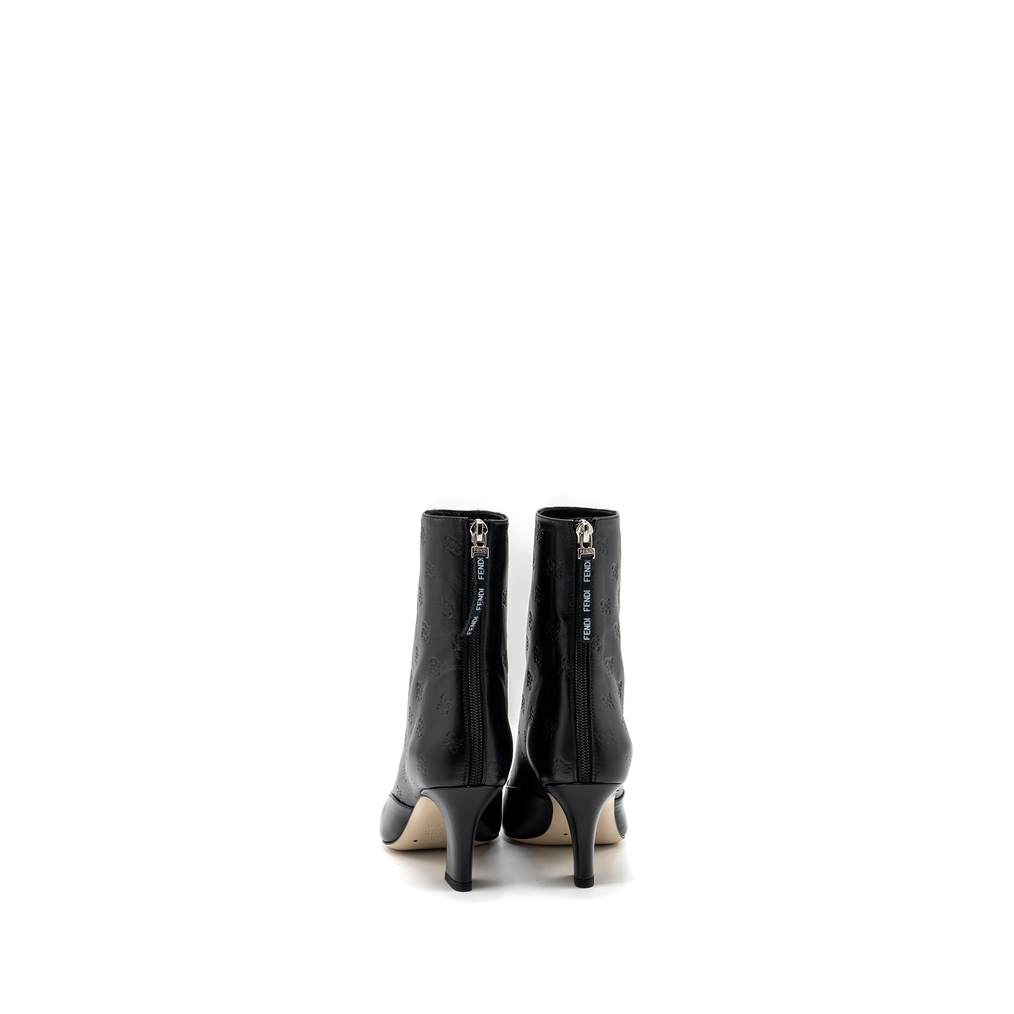 Fendi Size 38 FF print boots with heel leather black SHW