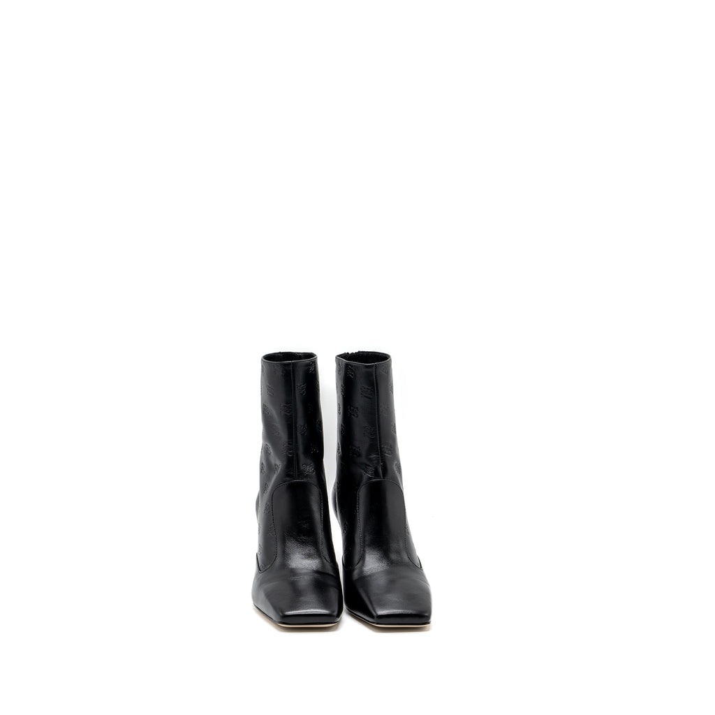Fendi Size 38 FF print boots with heel leather black SHW