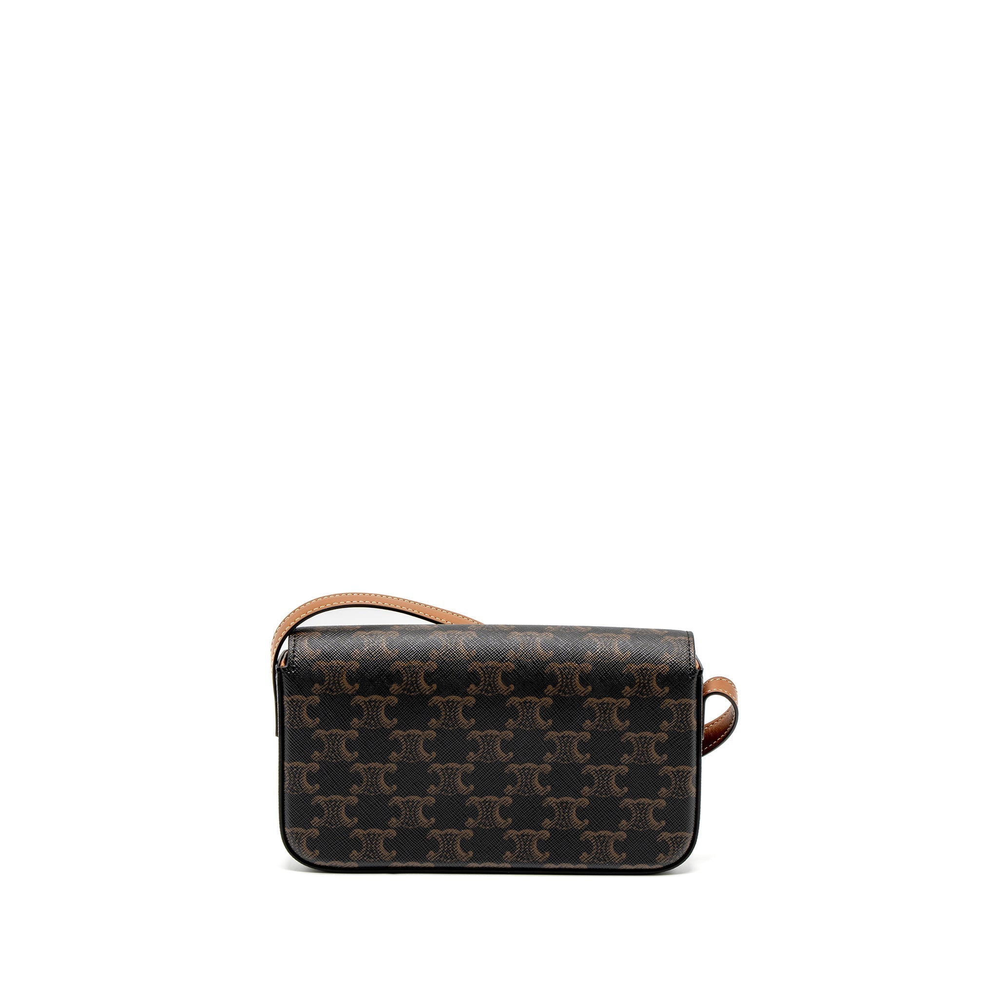 Celine Triomphe Shoudler Bag Triomphe Canvas/Calfskin Tan