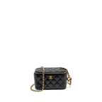 Chanel pearl crush long vanity with chain lambskin black GHW