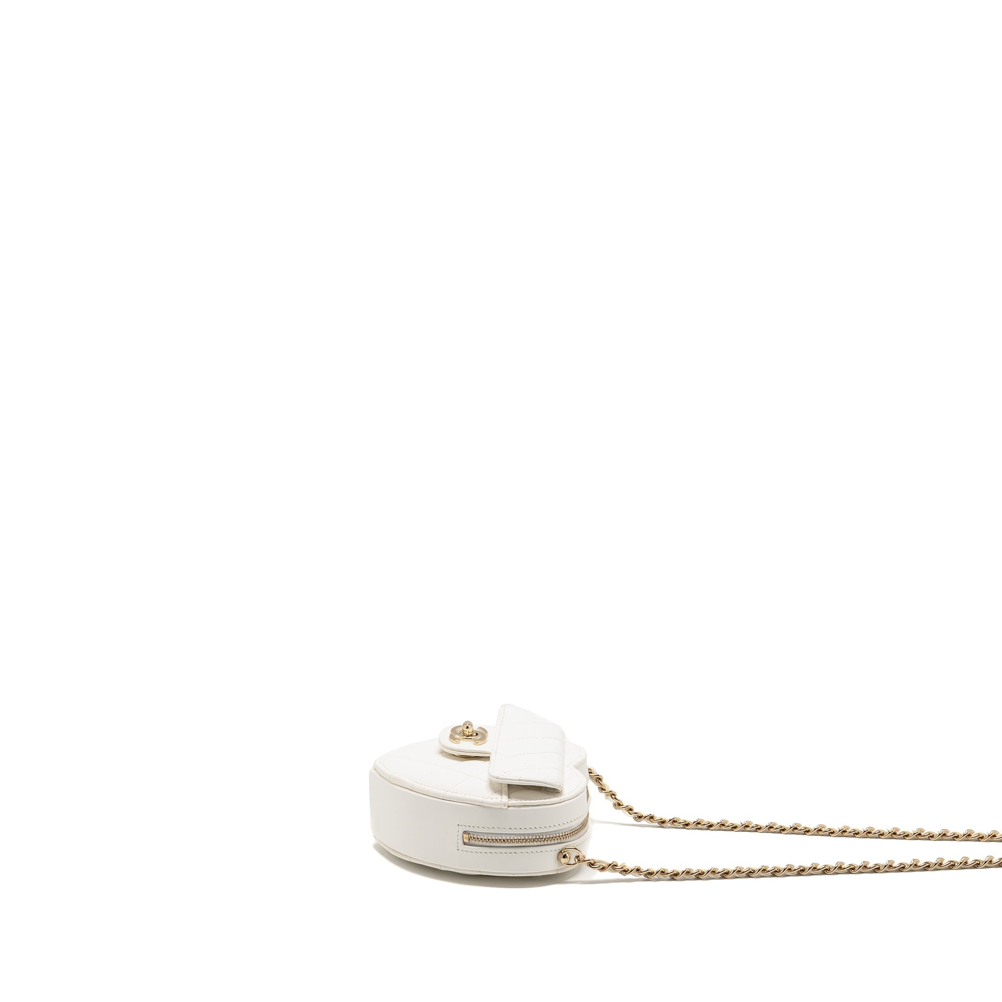 Chanel Small Heart Bag Lambskin White LGHW