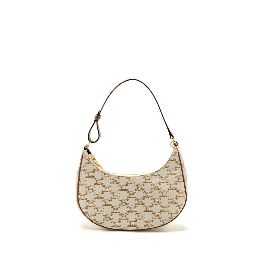 Celine Ava Bag Triomphe Canvas/ Calfskin White