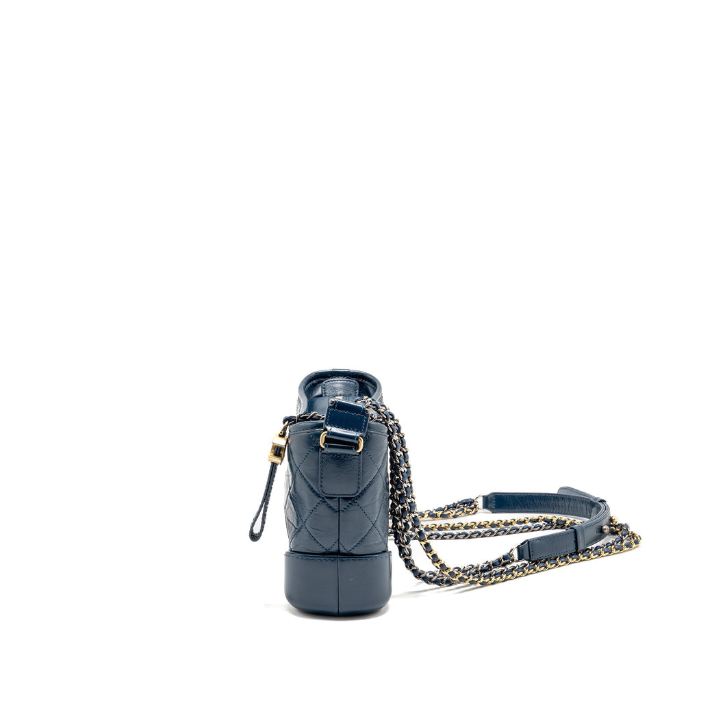 Chanel Small Gabrielle Hobo Bag Aged Calfskin Blue Multicoloured Hardware