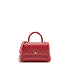 Chanel Small Coco handle caviar red LGHW (microchip)