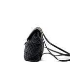 Chanel quilted flap backpack lambskin black GHW