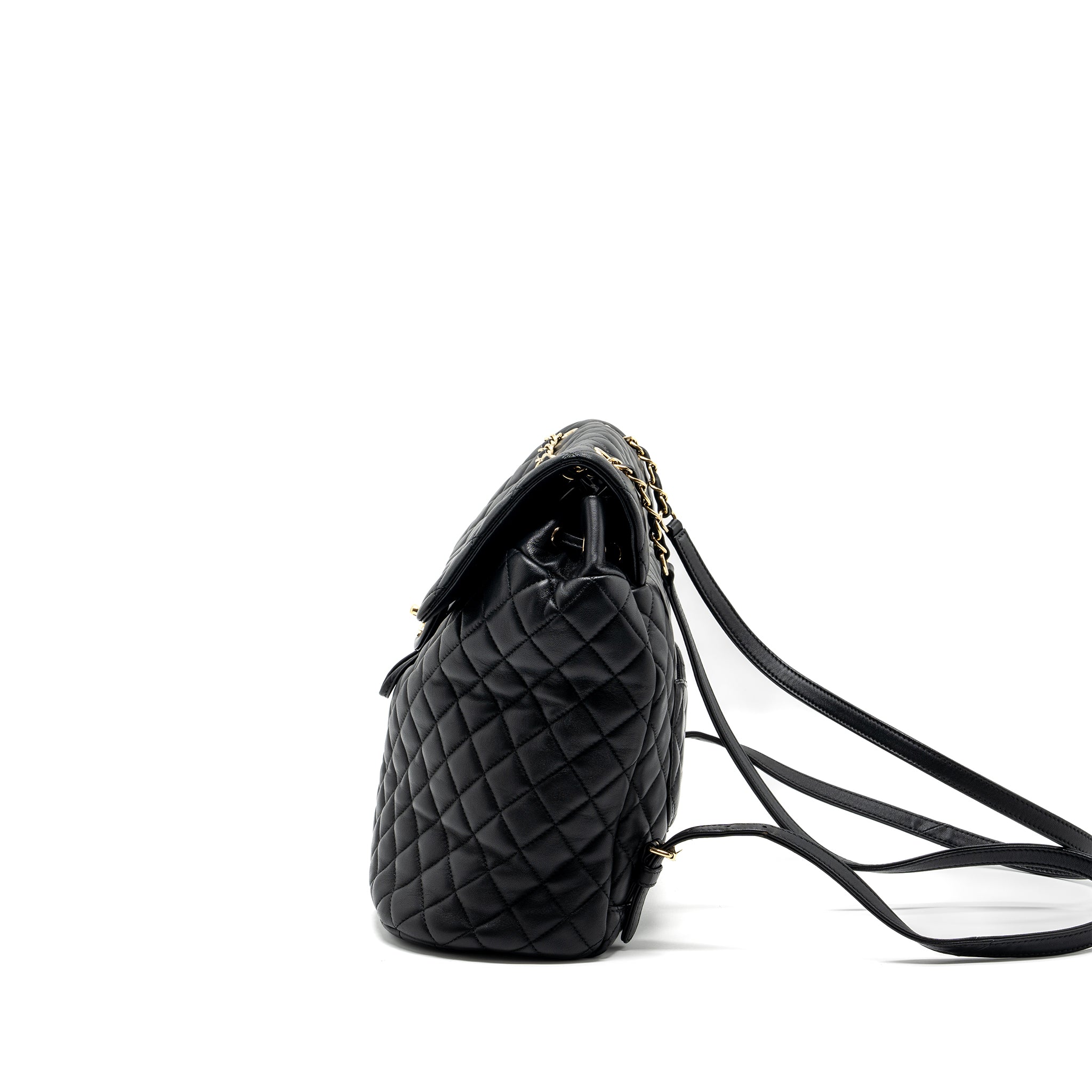 Chanel quilted flap backpack lambskin black GHW