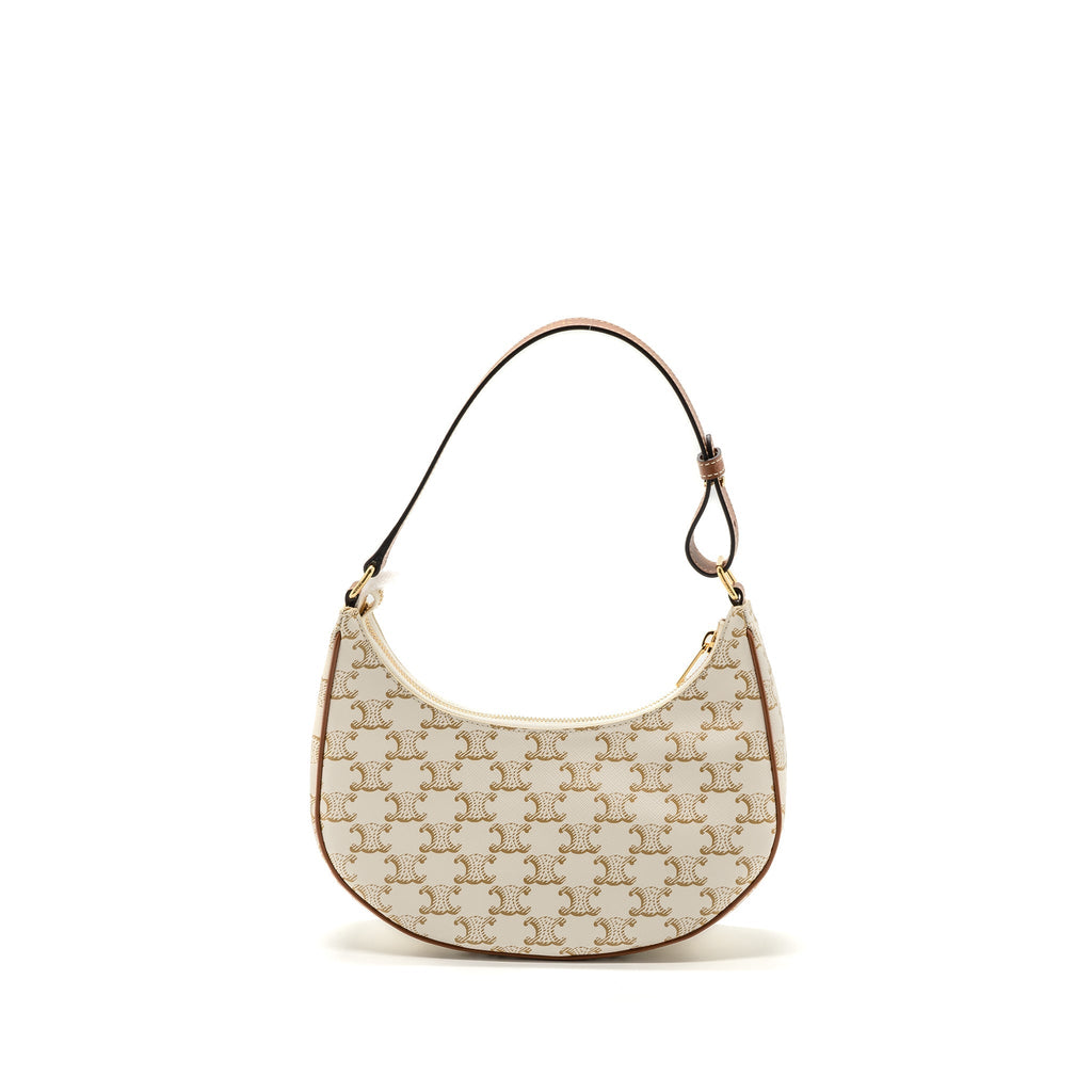 Celine Ava Bag Triomphe Canvas/ Calfskin White