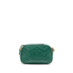 GUCCI Small GG Marmont Crossbody Camera Bag Calfskin Green GHW