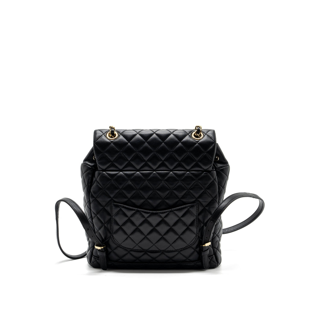 Chanel quilted flap backpack lambskin black GHW