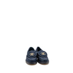 Chanel Size 38 CC Turnlock Loafer Quilted Denim Blue LGHW