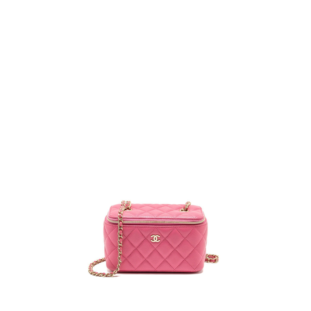 Chanel Long Vanity Case with Chain Caviar Hot Pink LGHW