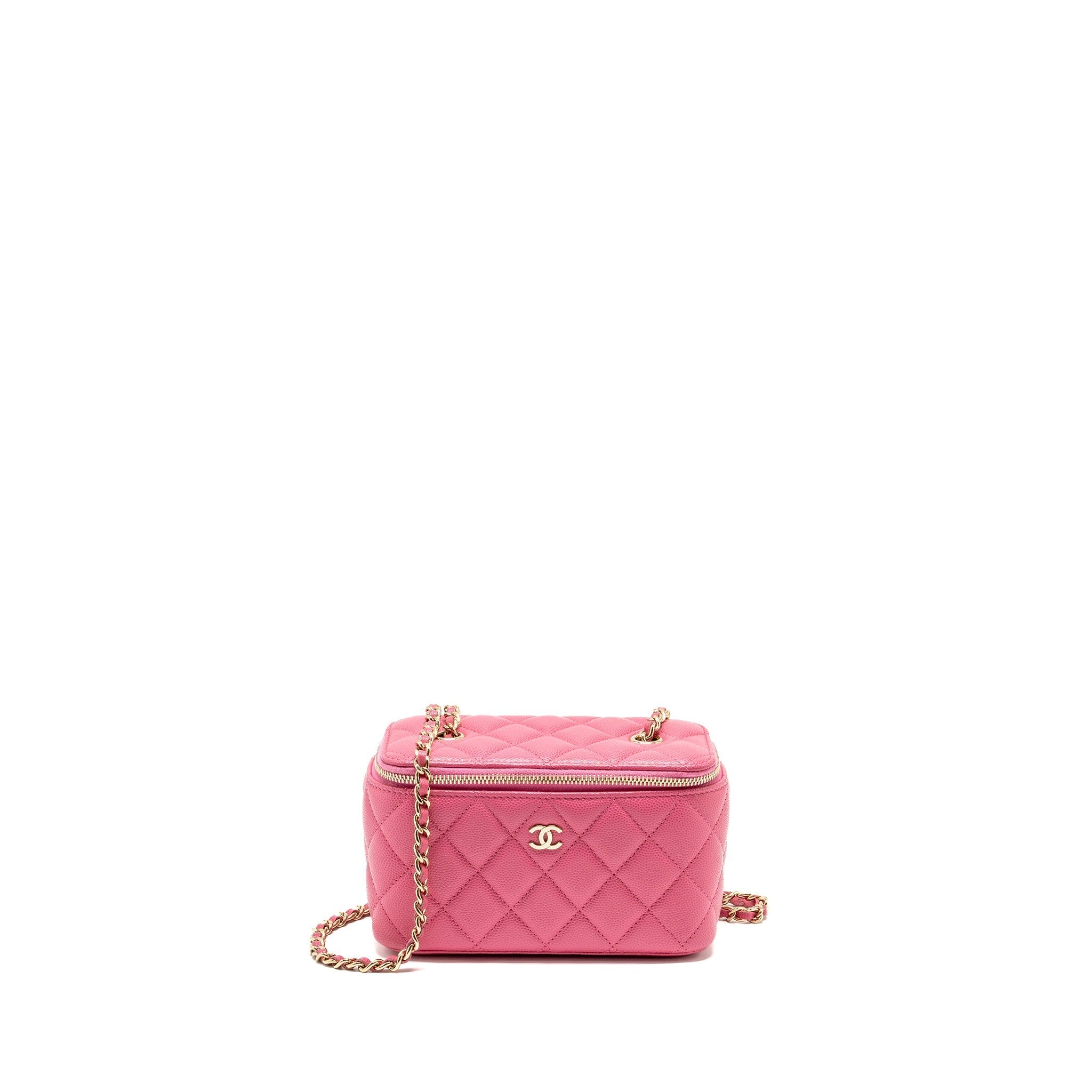 Chanel Long Vanity Case with Chain Caviar Hot Pink LGHW