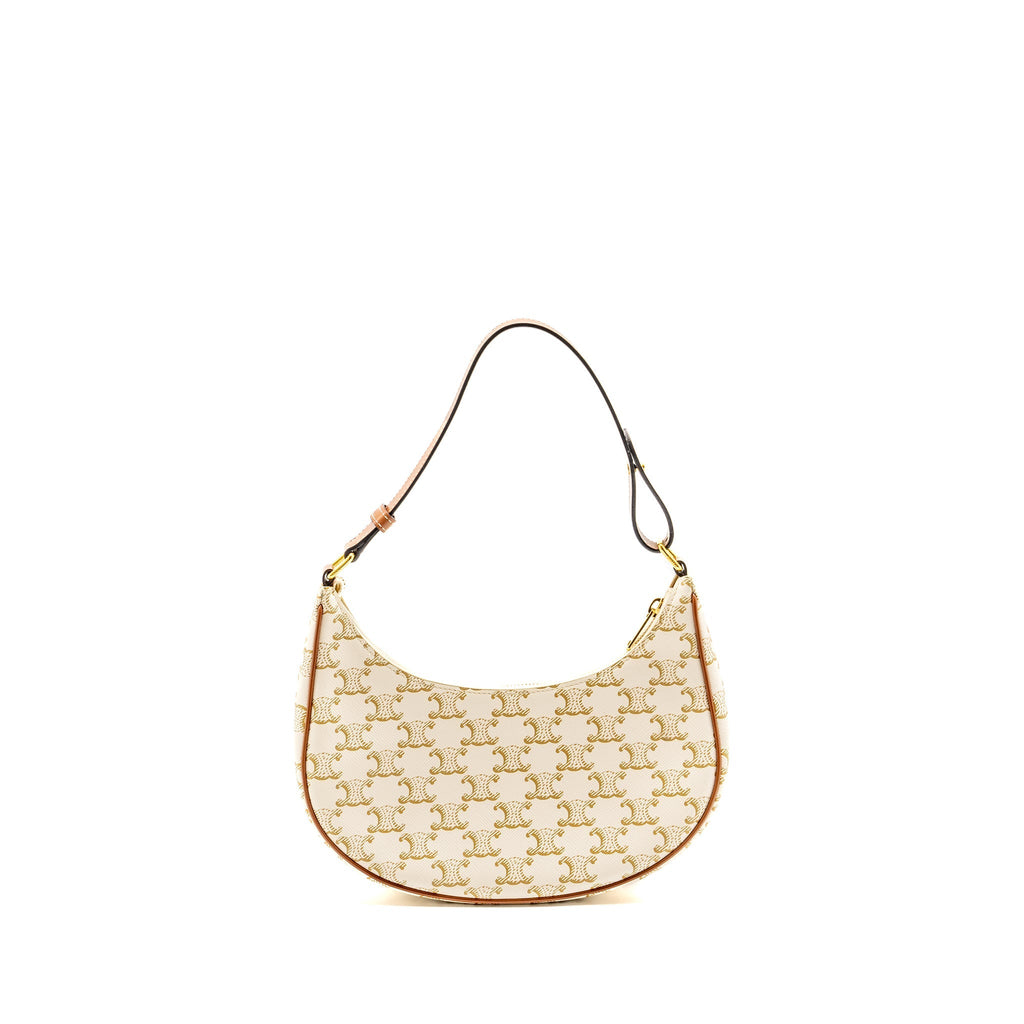 Celine Medium Ava Bag Triomphe Canvas/Calfskin White/Brown