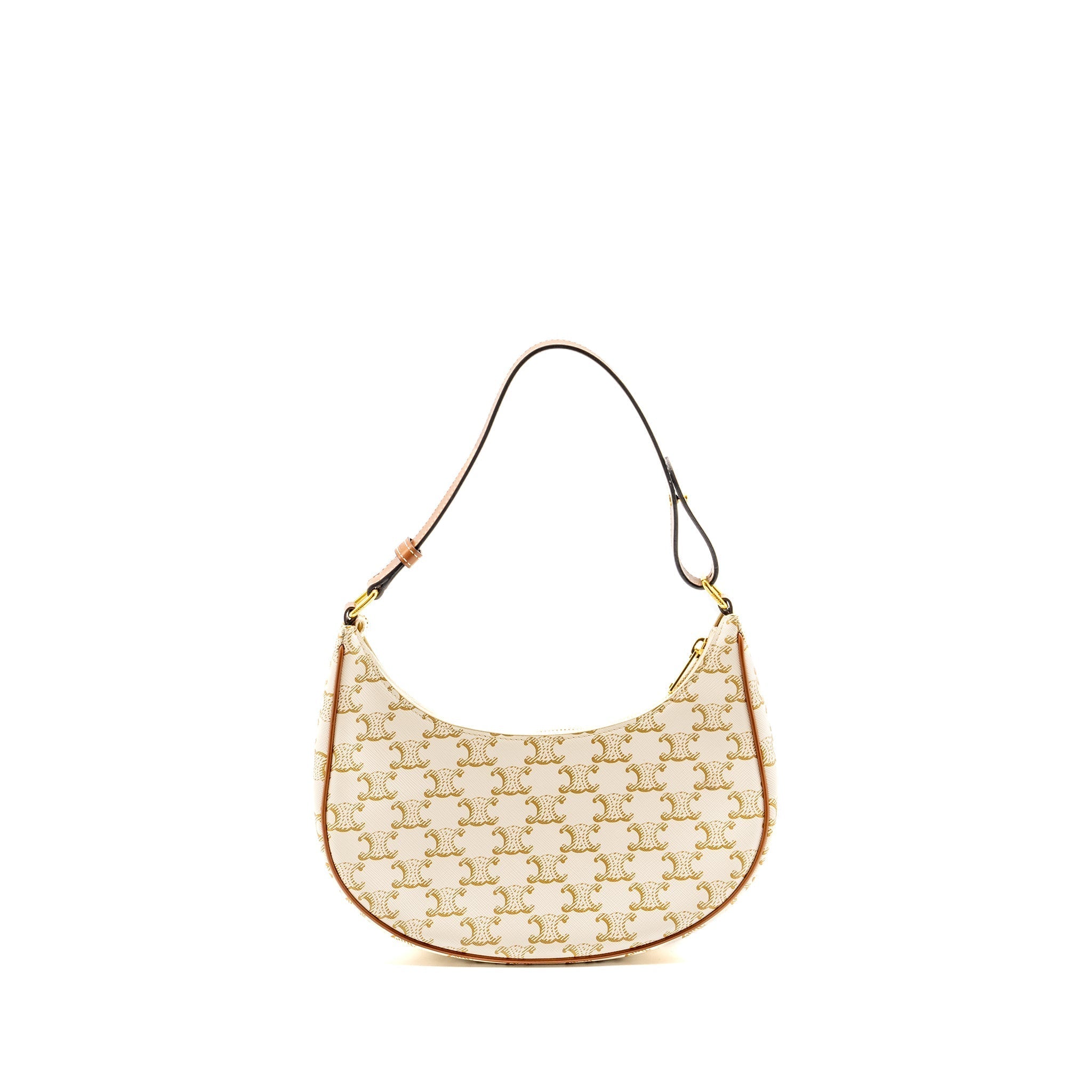 Celine Medium Ava Bag Triomphe Canvas/Calfskin White/Brown