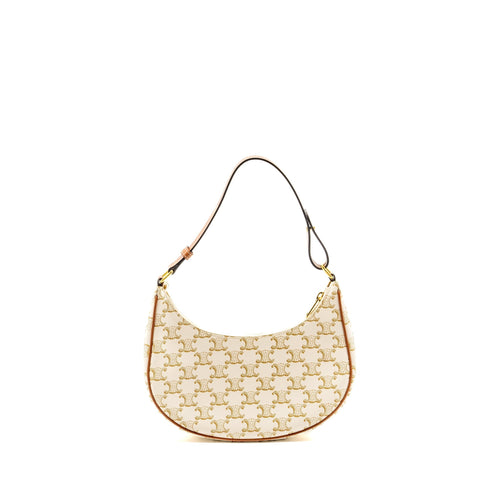 Celine Medium Ava Bag Triomphe Canvas/Calfskin White/Brown