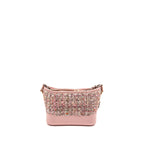 Chanel Small Gabrielle Hobo Bag Tweed/Shiny Calfskin Pink Multicoloured Hardware