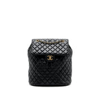 Chanel quilted flap backpack lambskin black GHW