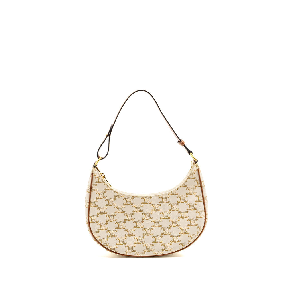 Celine Medium Ava Bag Triomphe Canvas/Calfskin White/Brown