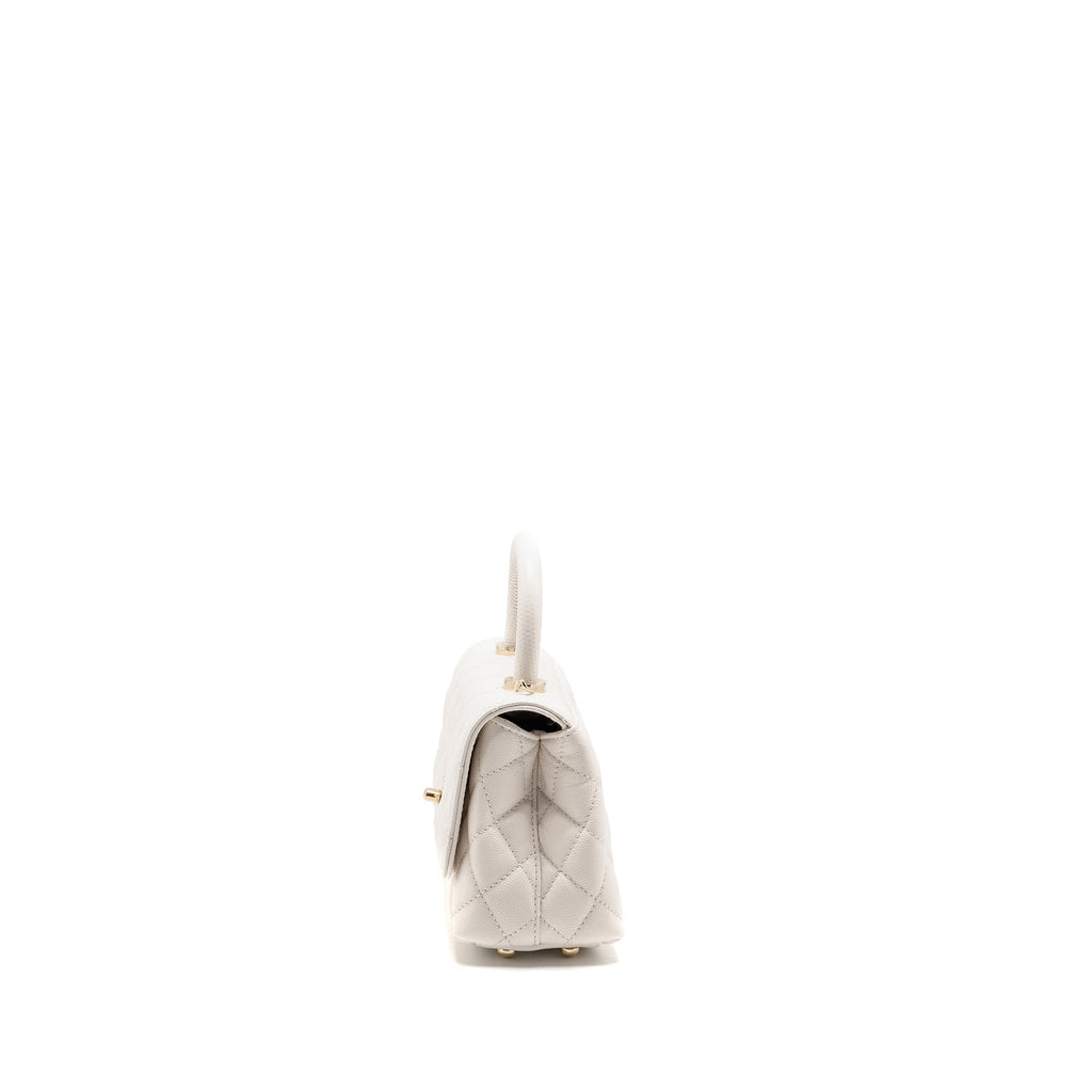 Chanel Mini Coco Handle Caviar WHITE LGHW (Microchip)