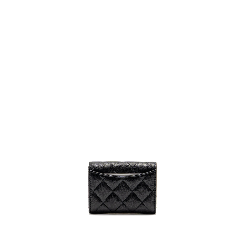 Chanel Classic Flap Card Holder Caviar Black LGHW (Microchip)