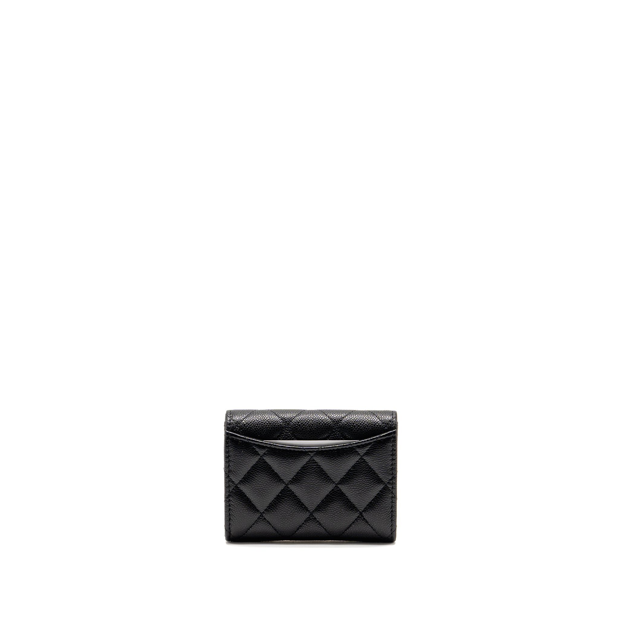 Chanel Classic Flap Card Holder Caviar Black LGHW (Microchip)