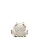Chanel 23K Triple Pocket Mini Backpack Caviar White LGHW (Microchip)