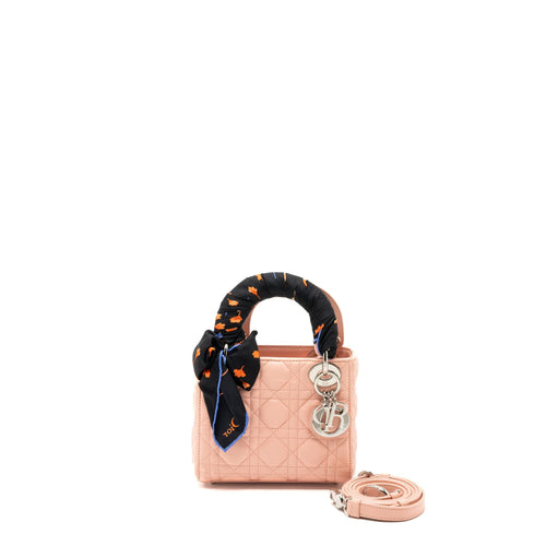 Dior mini lady dior lambskin light pink SHW
