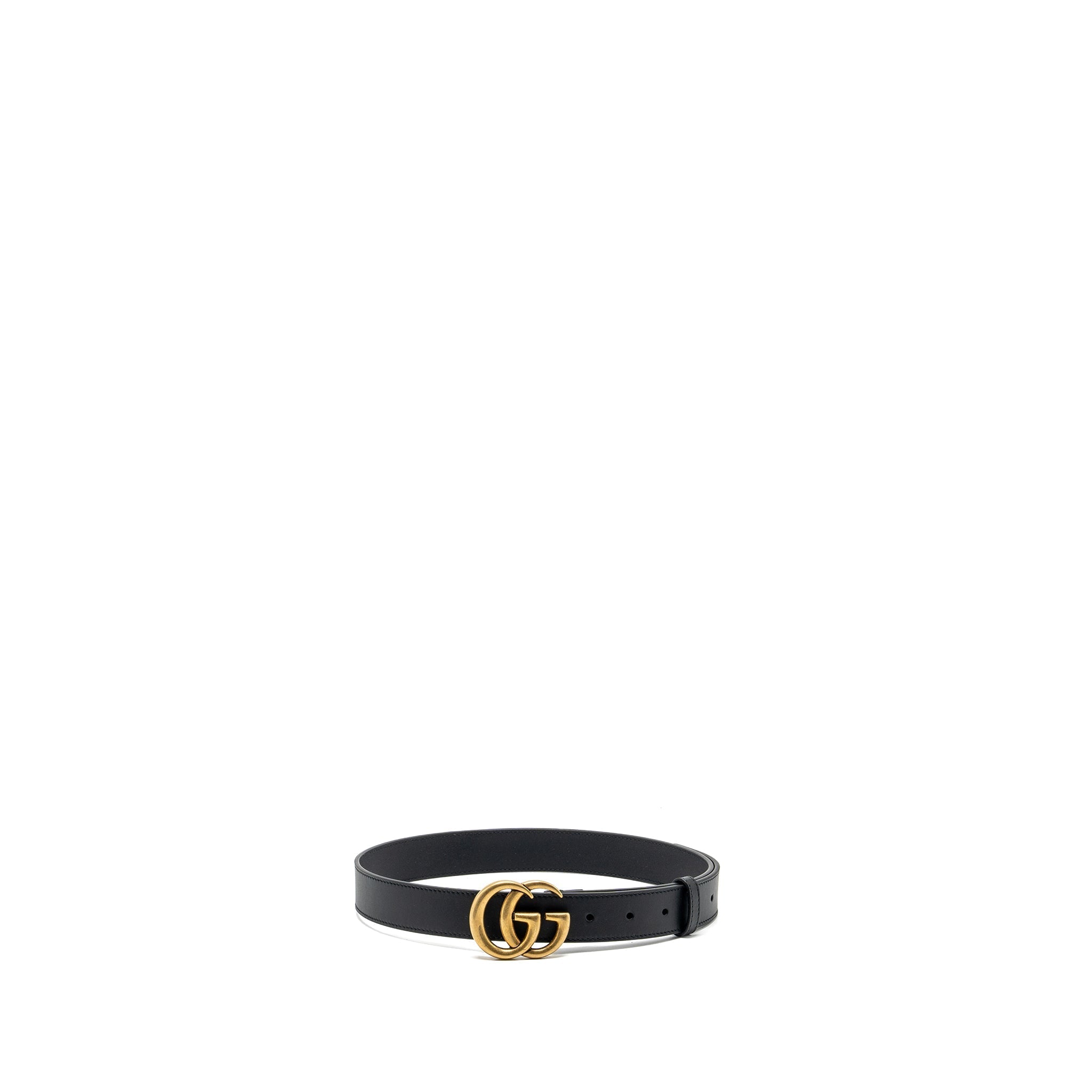 Gucci size 75 GG marmont thin belt black GHW