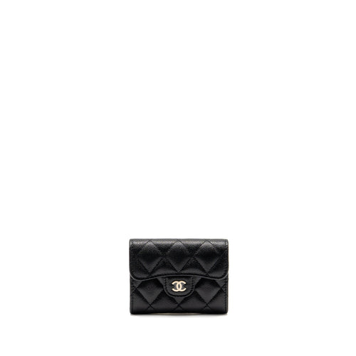 Chanel Classic Flap Card Holder Caviar Black LGHW (Microchip)