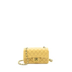 Chanel Mini Rectangular Flap Bag Lambskin Yelllow/Blue with Iridescent Blue Hardware