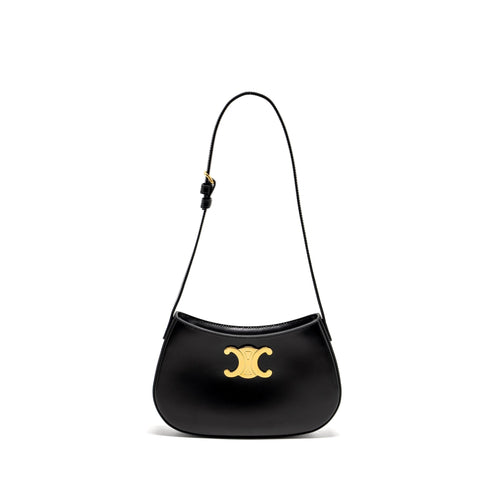 Celine Medium Tilly Chic Shoulder Bag Shiny Calfskin Black