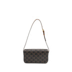 Celine Triomphe Shoulder Bag Triomphe Canvas/Calfskin Tan
