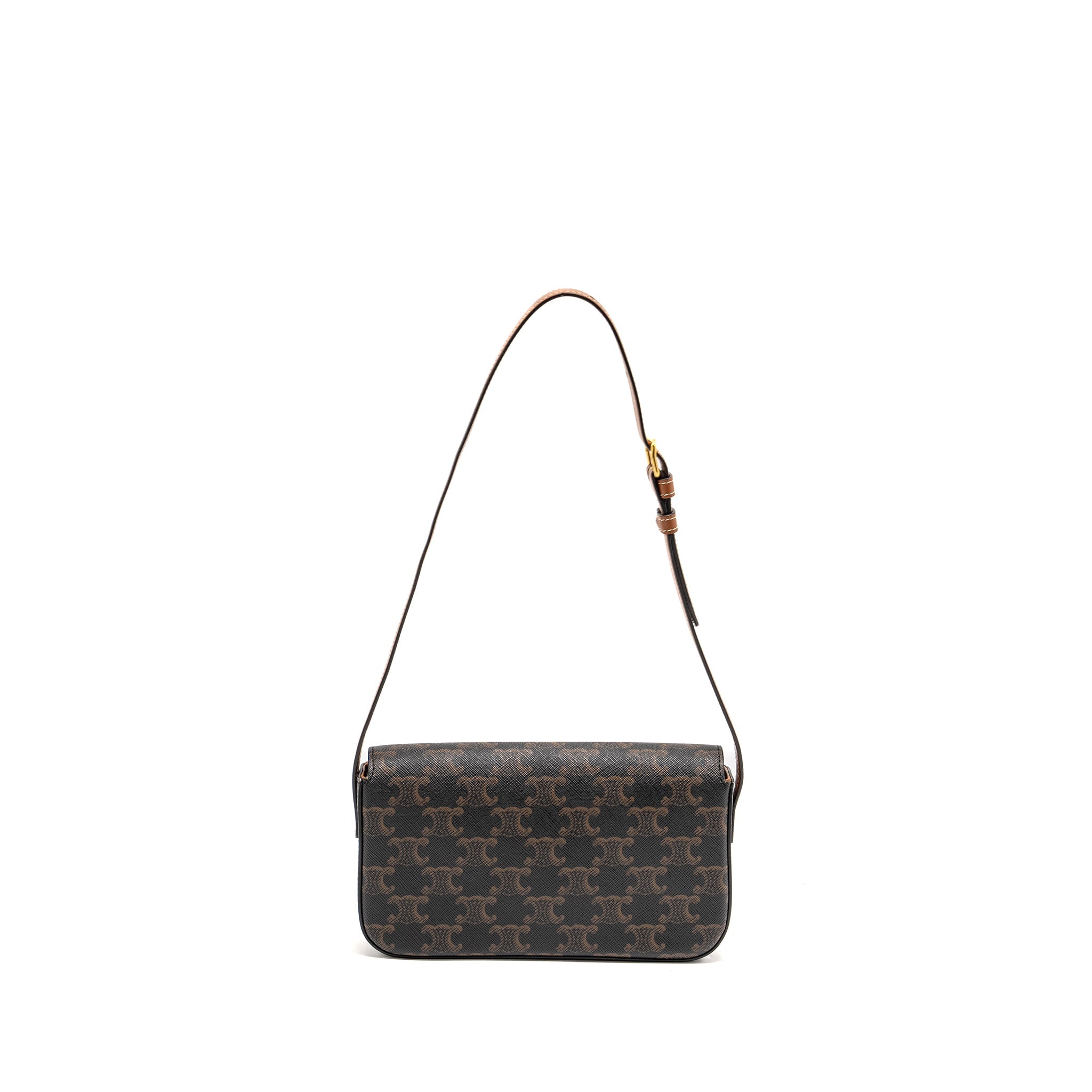 Celine Triomphe Shoulder Bag Triomphe Canvas/Calfskin Tan