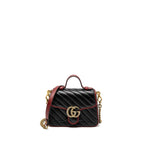 Gucci GG Marmont Mini Top Handle Bag Calfskin Black/Red GHW