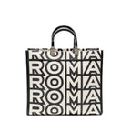 Fendi Medium Sunshine Roma Shopping Bag Calfskin Black/White SHW