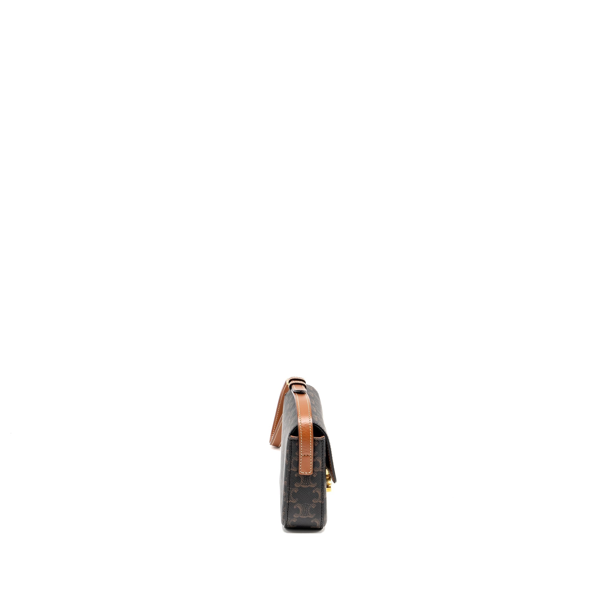 Celine Triomphe Shoulder Bag Triomphe Canvas/Calfskin Tan