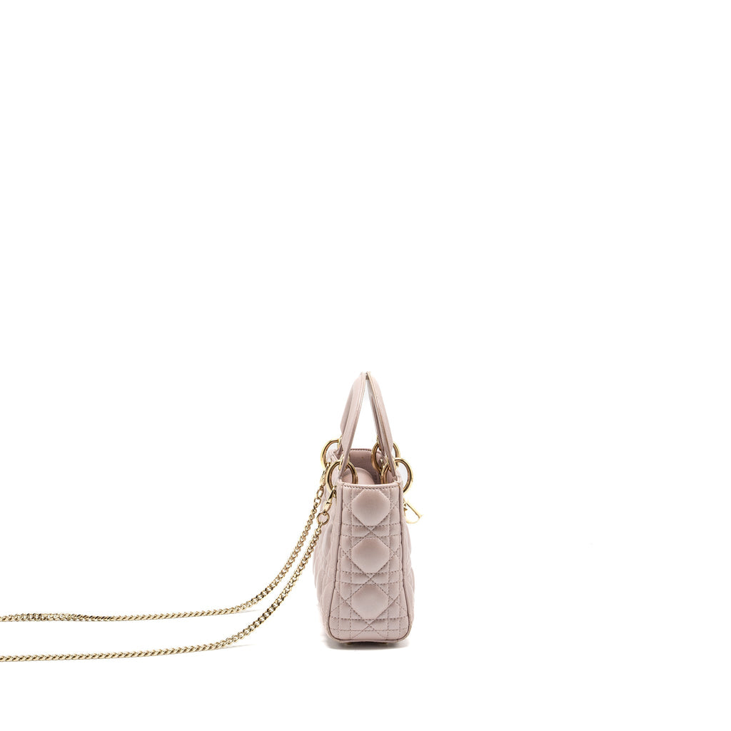 Dior Mini Lady Dior lambskin light pink LGHW